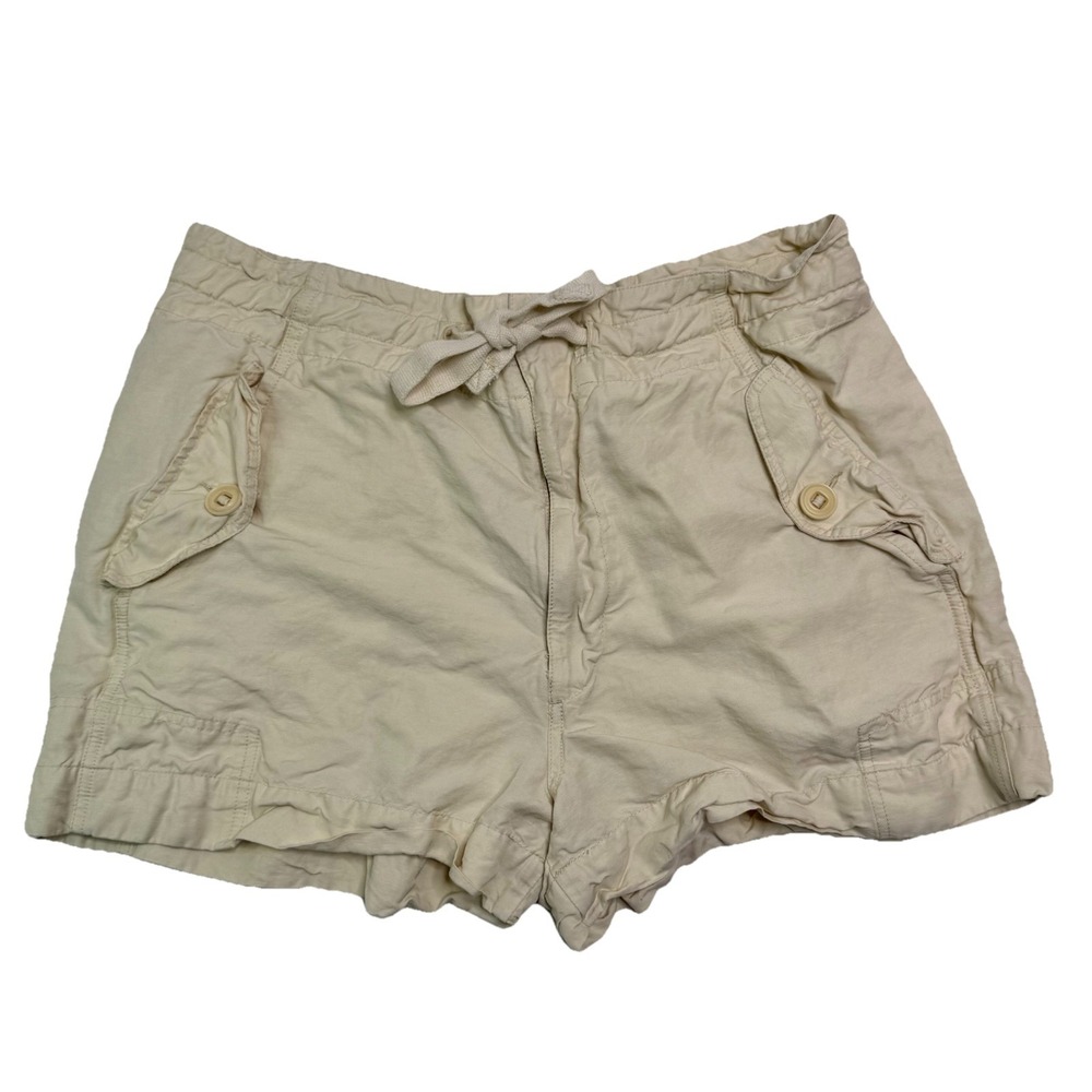 Vince Drawstring Utility Shorts Bleached Off-White Womens Sz L Large Linen Blend